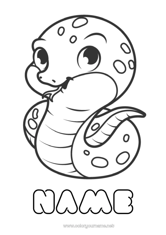 Coloring page to print Animal Chinese New Year Snake Reptiles Maracas Musical instruments Games and toys Fries