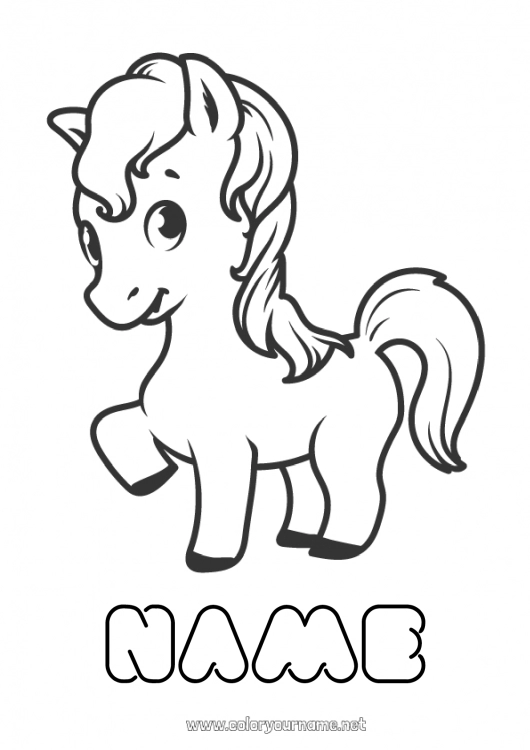 Coloring page to print Horse Animal Chinese New Year Farm animals Maracas Musical instruments Mailbox Pony