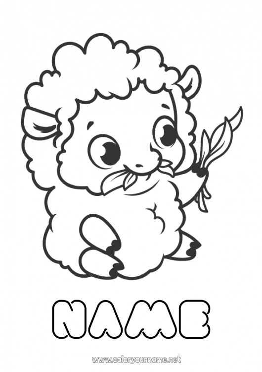 Coloring page to print Sheep Animal Chinese New Year Goat Farm animals