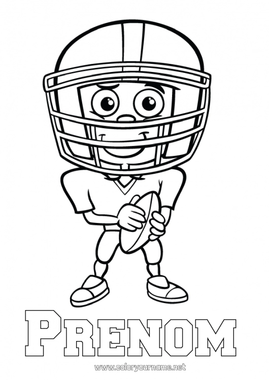 Coloriage à imprimer Déguisement Sport Carnaval Super Bowl Sports d'équipe