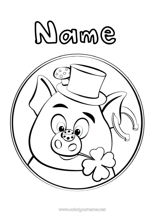 Colouring page to print Pig Fortune Farm Animals