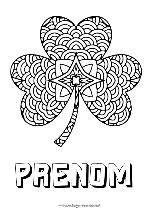 Coloriage à imprimer Mandala Trèfle Irlande Celtique