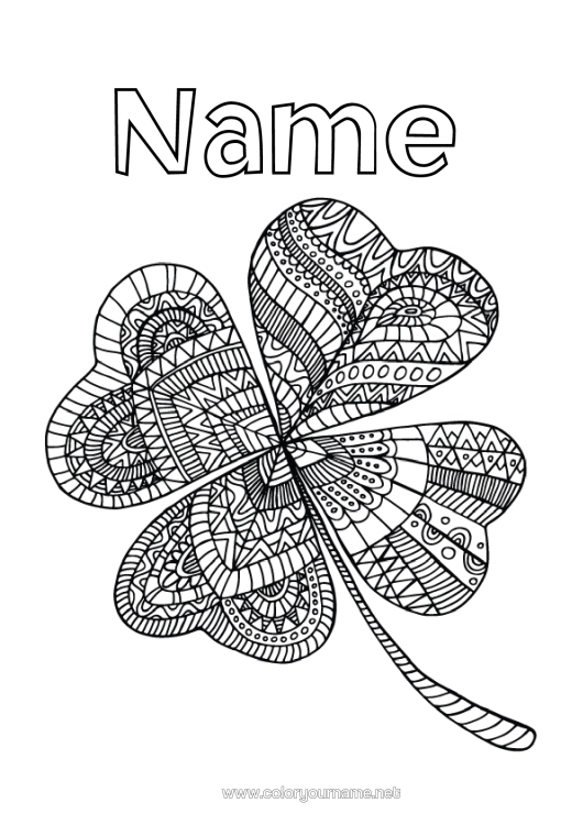 Colouring page to print Mandala Clover