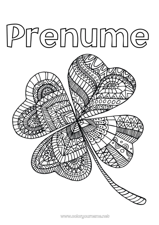 Pagină de colorat de imprimat Mandala Trifoi