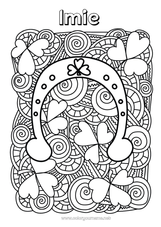 Kolorowanka do wydruku Mandala Koniczyna Irlandia Podkowa Celtycki