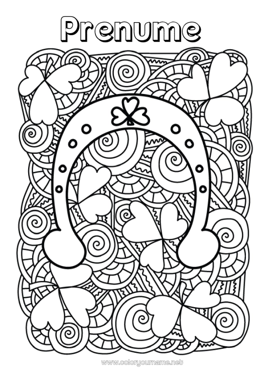 Pagină de colorat de imprimat Mandala Trifoi Irlanda Călcâi de cal Celtic