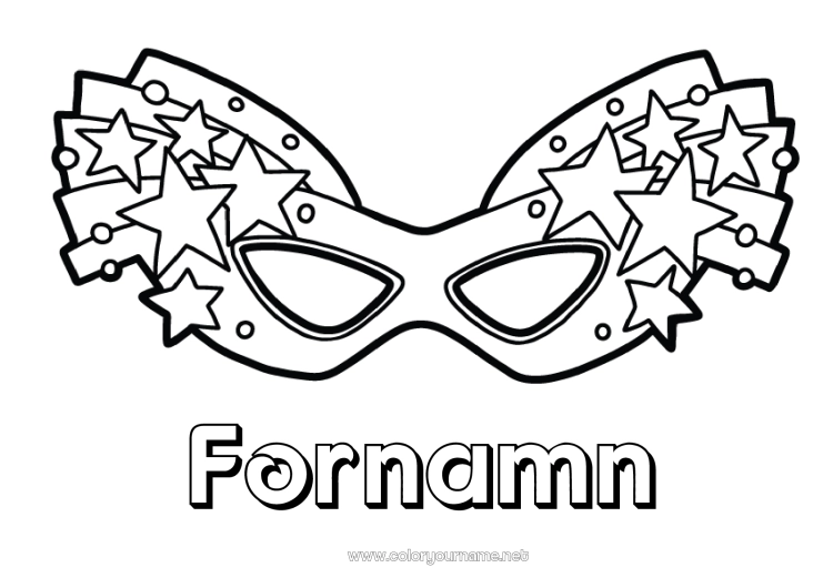 Färgläggningssida att skriva ut Utklädnad Mask Karneval