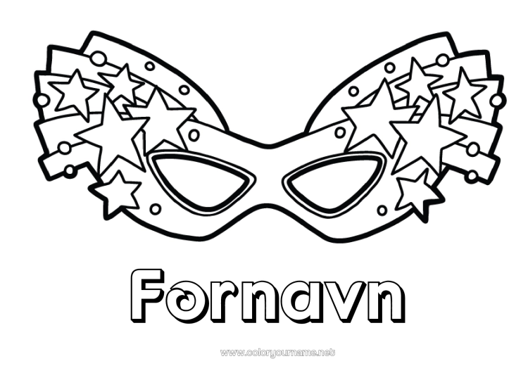 Farvelægningssiden til udskrivning Kostume Maske Carnival