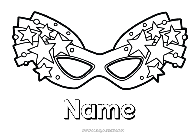 Colouring page to print Disguise Mask Carnival