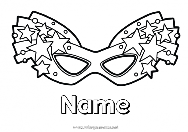 Coloring page to print Fancy dress Mask Carnival