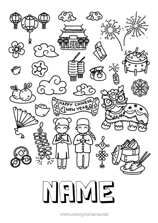 Colouring page to print Chinese New Year