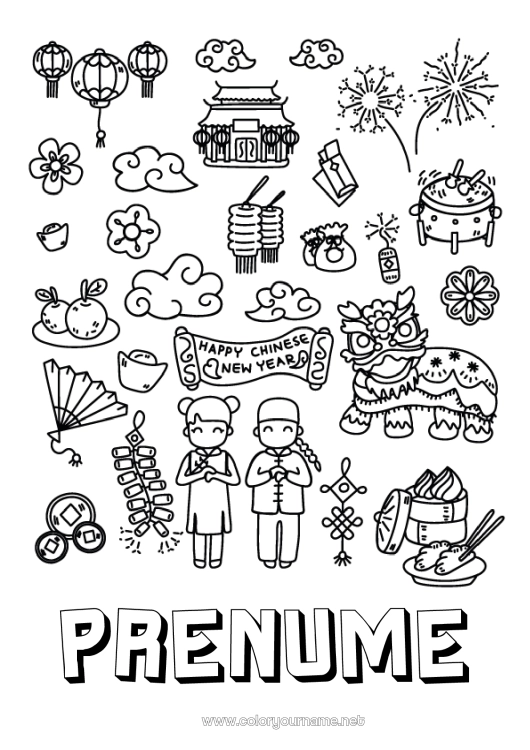 Pagină de colorat de imprimat Anul Nou Chinezesc