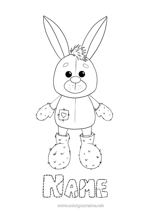 Colouring page to print Rabbit Animal Forest Animals Games And Toys Soft Toy