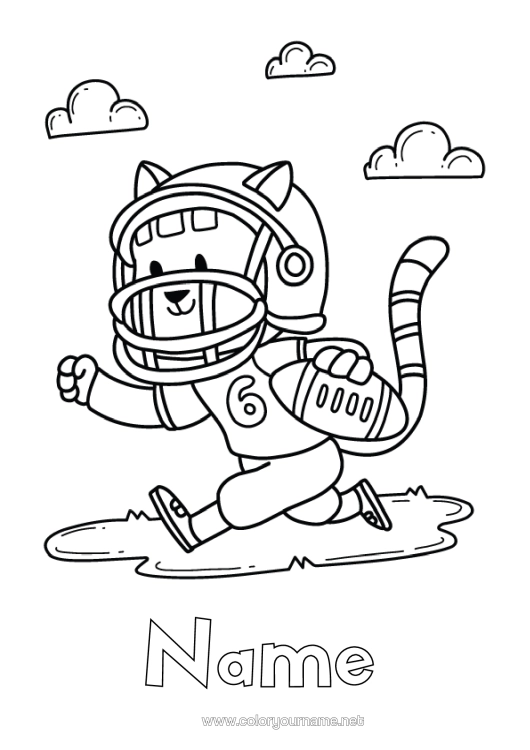 Colouring page to print Sport Cat Dad Animal Super Bowl Rugby Dogs And Cats Team Sports
