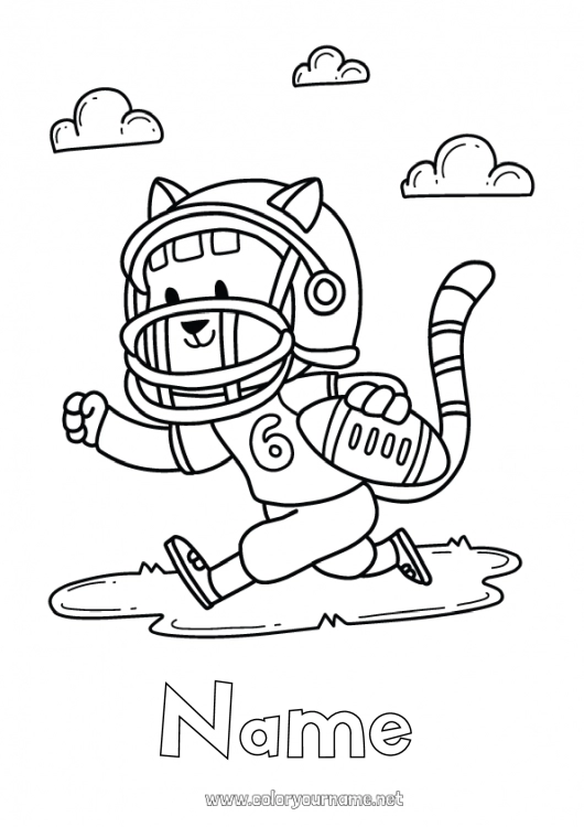 Coloring page to print Sport Cat Dad Animal Super Bowl Rugby Dog and cat Team sports