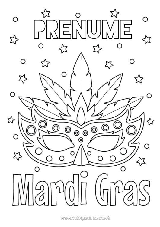 Pagină de colorat de imprimat Mască Carnaval Marțea Grasă