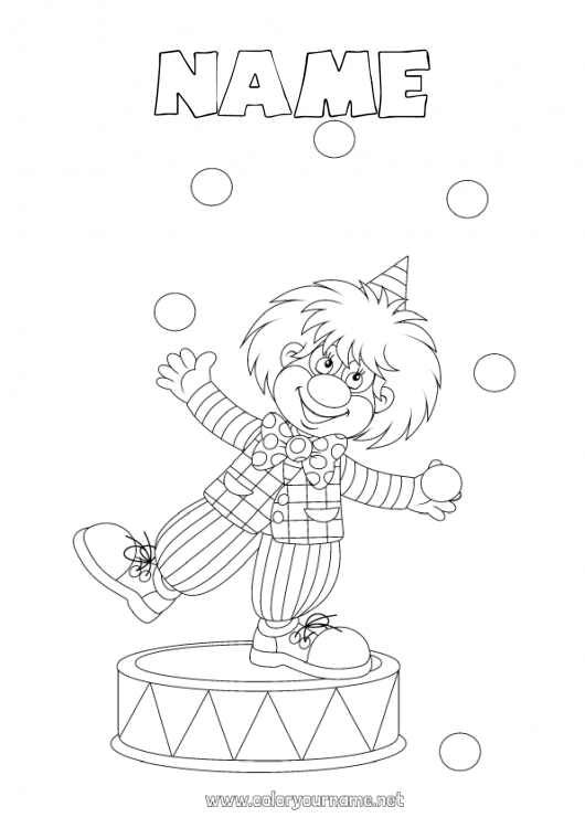 Coloring page to print Fancy dress Clown Carnival Shrove Tuesday Circus