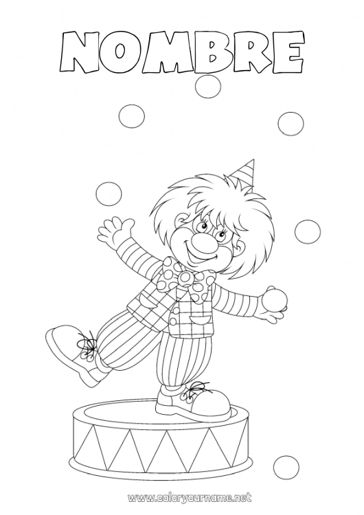 Dibujo para colorear para imprimir Disfraz Clown Carnaval Martes de Carnaval Circo