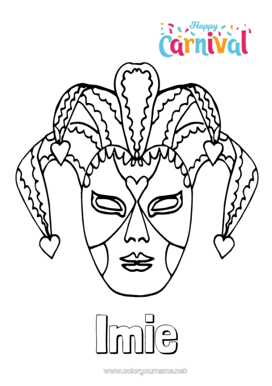 Kolorowanka do wydruku Maska Karnawał Joker Włochy