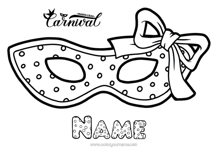 Colouring page to print Mask Carnival Mardi Gras