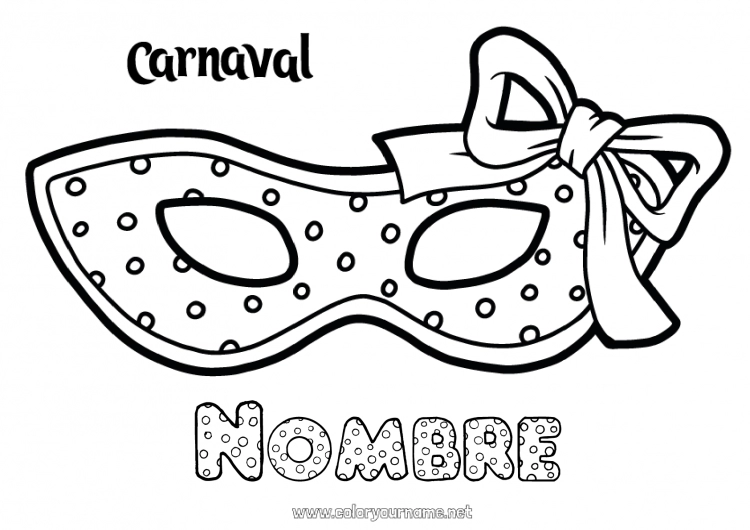 Dibujo para colorear para imprimir Careta Carnaval Martes de Carnaval