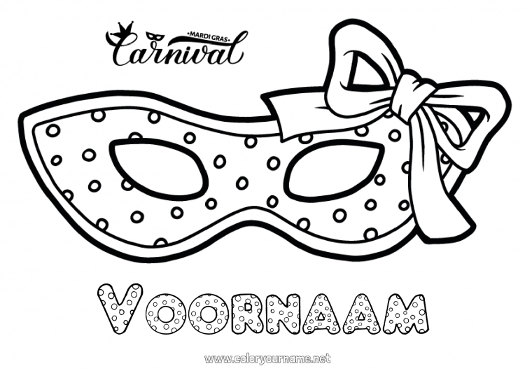 Kleurplaat om af te drukken Masker Carnaval Vastenavond