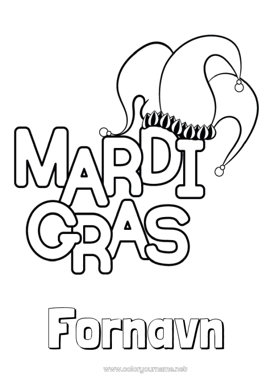 Fargeleggingssiden til utskrift Karneval Fettisdagen Jokeren