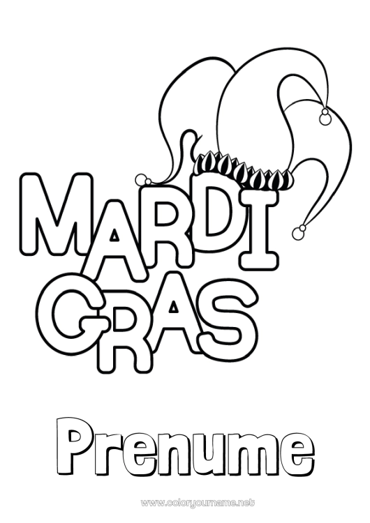 Pagină de colorat de imprimat Carnaval Marțea Grasă Joker