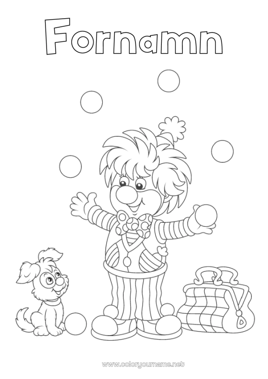 Färgläggningssida att skriva ut Godis Utklädnad Clown Karneval Fettisdagen Cirkus