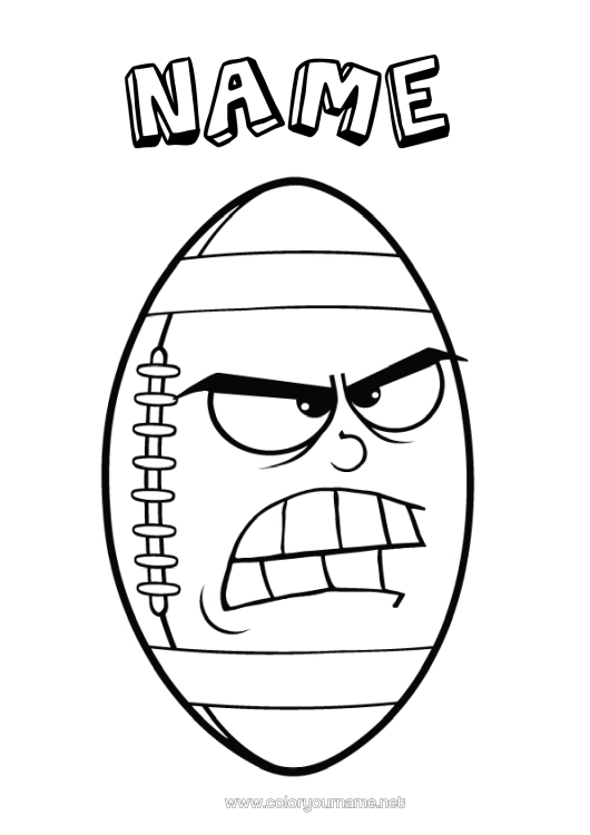 Colouring page to print Sport Super Bowl Rugby Rugby Ball Team Sports