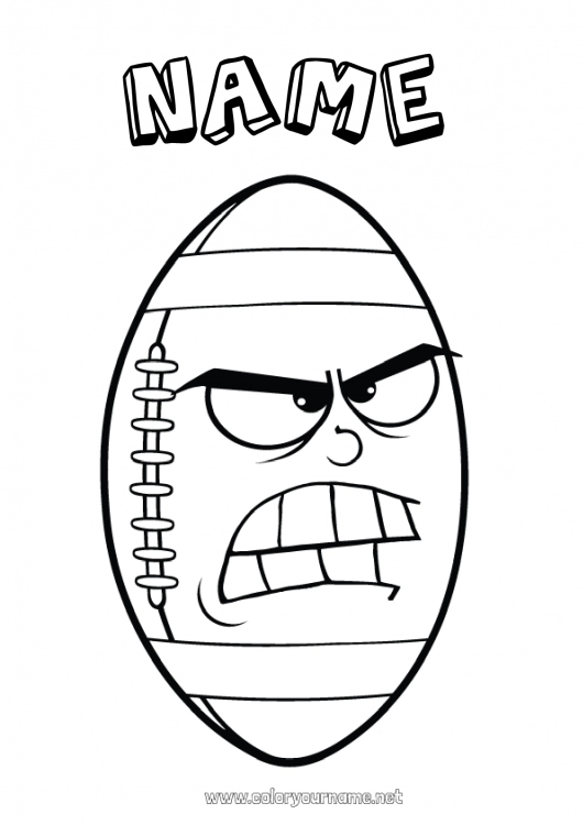 Coloring page to print Sport Super Bowl Rugby American football ball Team sports