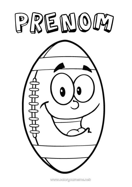 Coloriage à imprimer Sport Super Bowl Rugby Ballon de rugby Sports d'équipe Passeport de Lutin Porte       