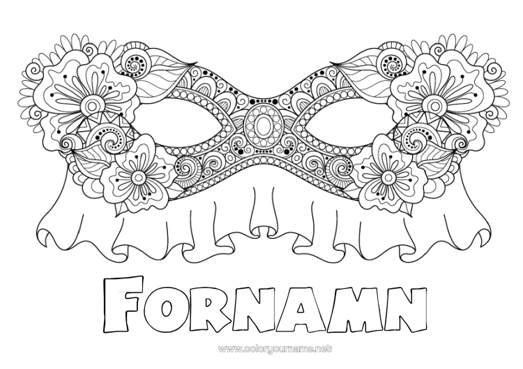 Färgläggningssida att skriva ut Mask Karneval Fettisdagen