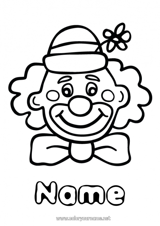 Coloring page to print Fancy dress Clown Carnival Shrove Tuesday Circus