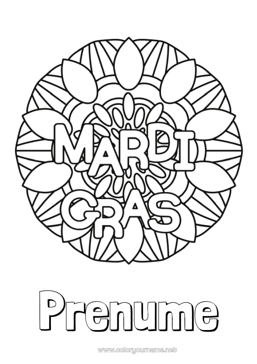 Pagină de colorat de imprimat Carnaval Marțea Grasă