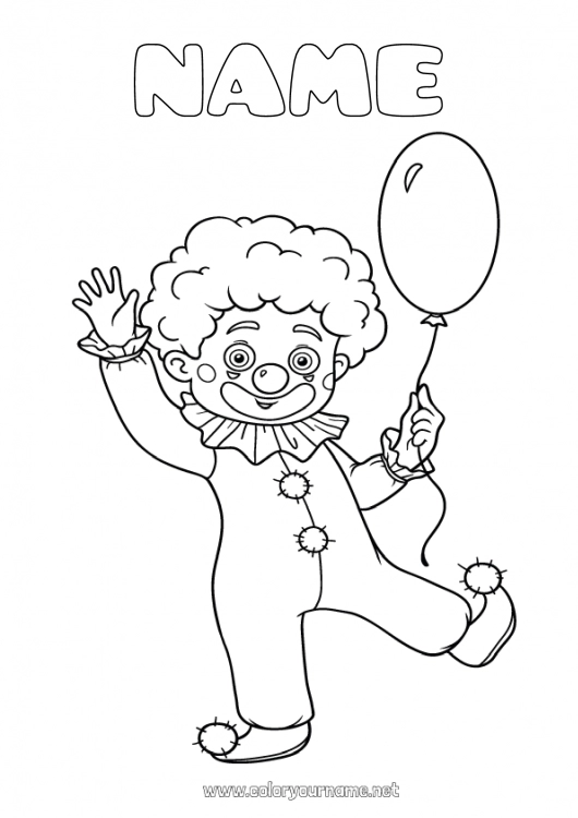 Coloring page to print Fancy dress Clown Carnival Shrove Tuesday Circus