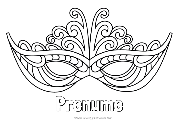 Pagină de colorat de imprimat Mască Carnaval Marțea Grasă