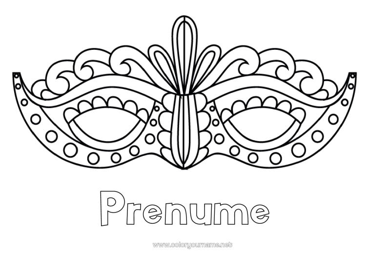 Pagină de colorat de imprimat Mască Carnaval Marțea Grasă