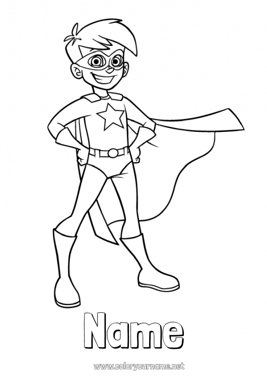 Coloring page to print Fancy dress Boy Hero Carnival Shrove Tuesday