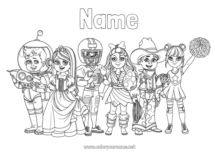 Coloring page to print Fancy dress Child Carnival Shrove Tuesday