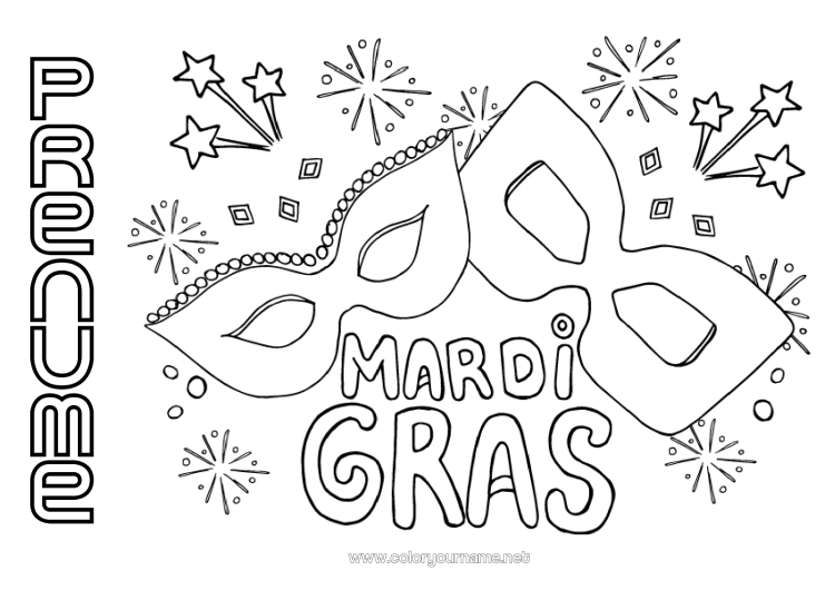 Pagină de colorat de imprimat Mască Carnaval Marțea Grasă