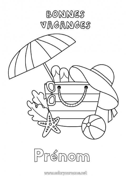 Coloriage à imprimer Vacances Été Coloriages faciles Parasol