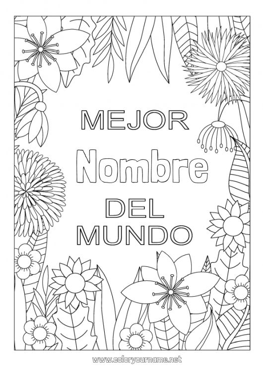 Dibujo para colorear para imprimir Flores Mamá Abuela Hermana