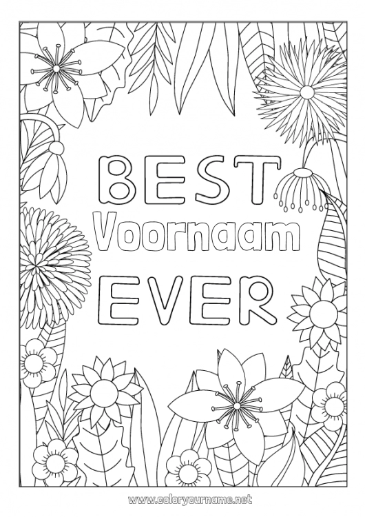 Kleurplaat om af te drukken Bloemen Mama Oma Zus