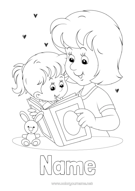 Colouring page to print Mum Happy Birthday I Love You.