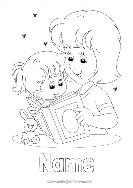 Coloring page to print Mum Happy feast day ! I love you