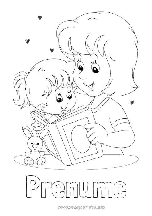 Pagină de colorat de imprimat Mama La mulți ani! Te iubesc.