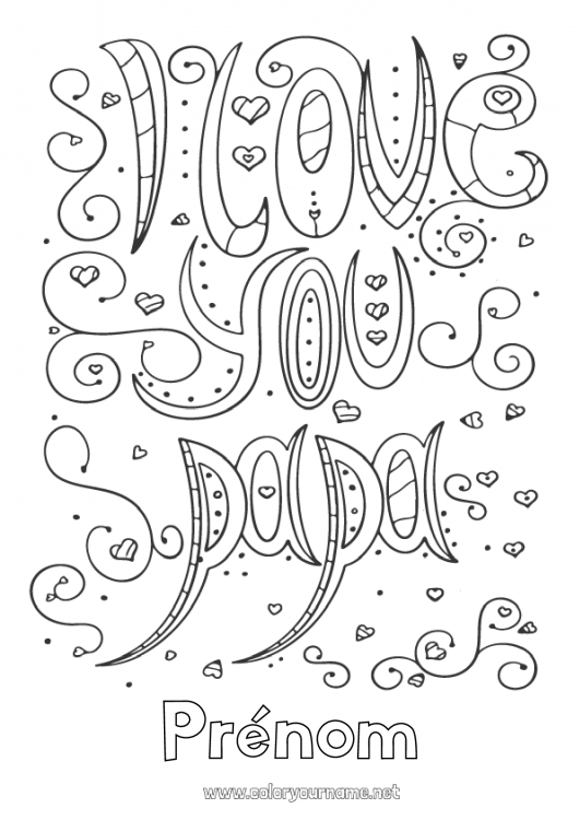 Coloriage à imprimer Papa Je t'aime 