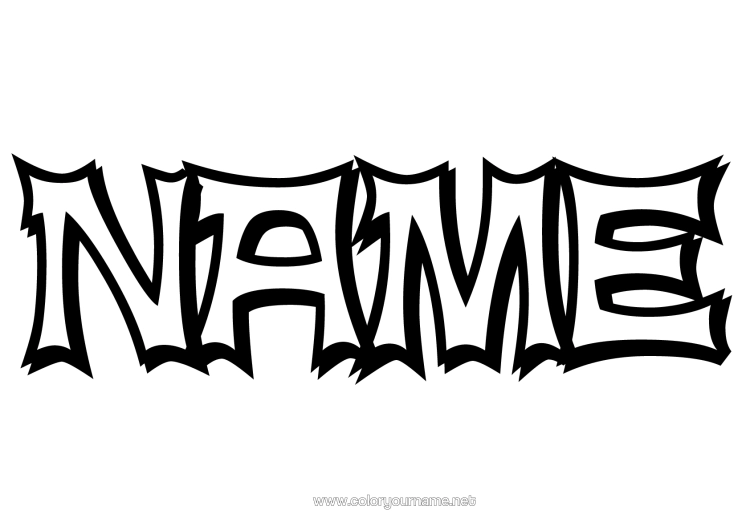 Colouring page to print Decorated Name Ninja