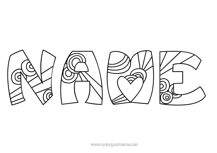 Coloring page to print Cute Calm and zen Mandala Number Decorated name